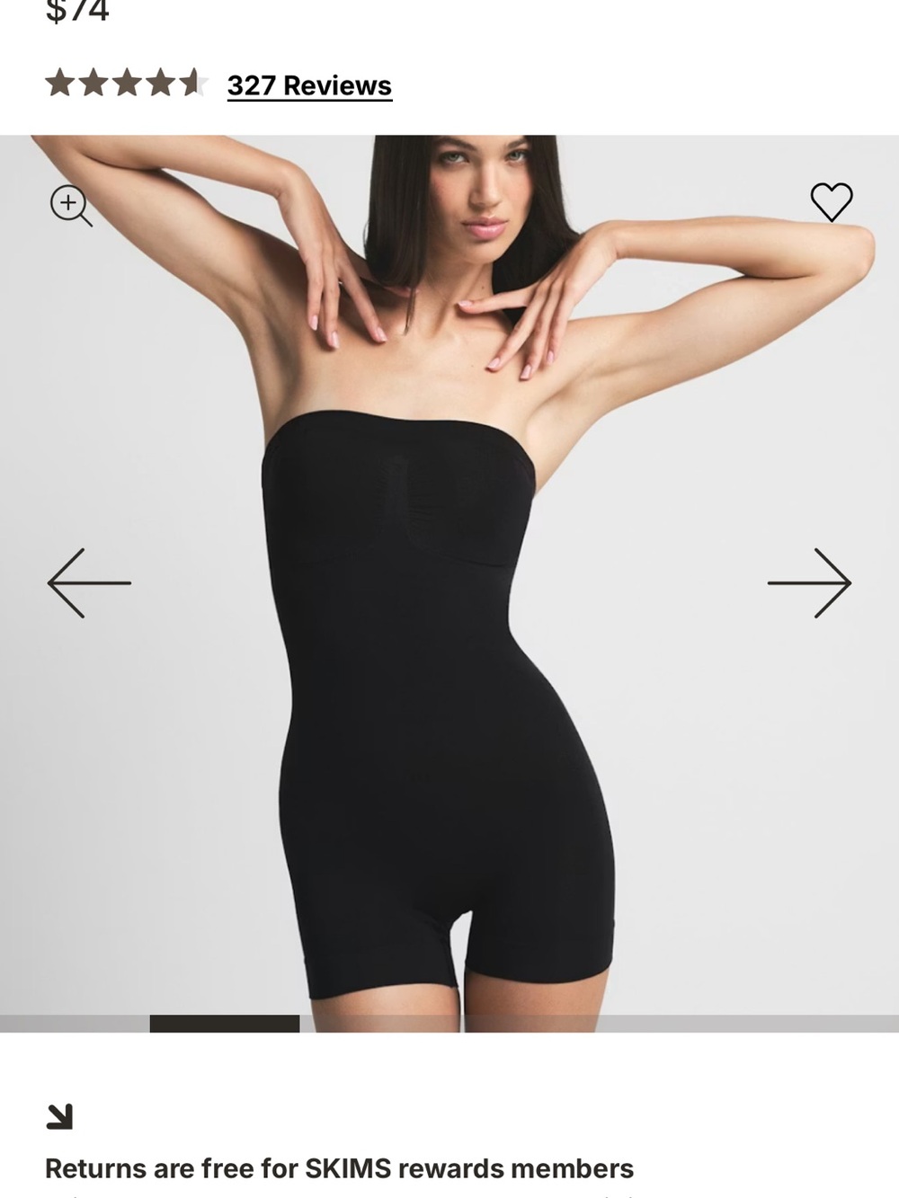 SKIMS Black Strapless High-Waist Shaping Bodysuit Romper